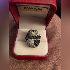 Panda Bear holding pearl ring
